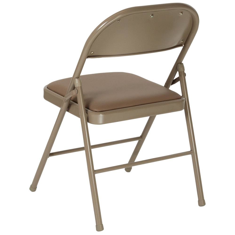 HERCULES Series Double Braced Beige Vinyl Folding Chair