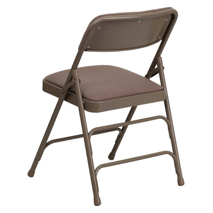 HERCULES Series Curved Triple Braced & Double Hinged Beige Fabric Metal Folding Chair