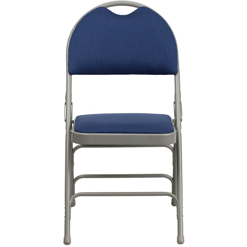HERCULES Series Ultra-Premium Triple Braced Navy Fabric Metal Folding Chair with Easy-Carry Handle