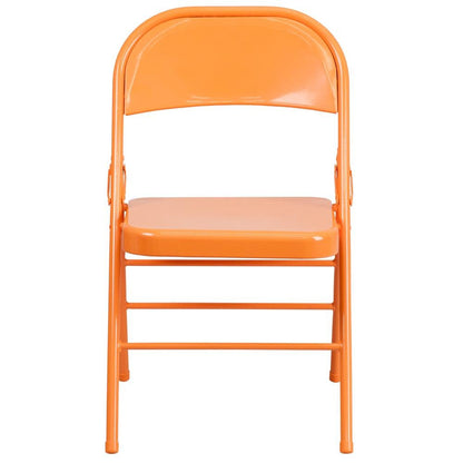 HERCULES COLORBURST Series Orange Marmalade Triple Braced & Double Hinged Metal Folding Chair