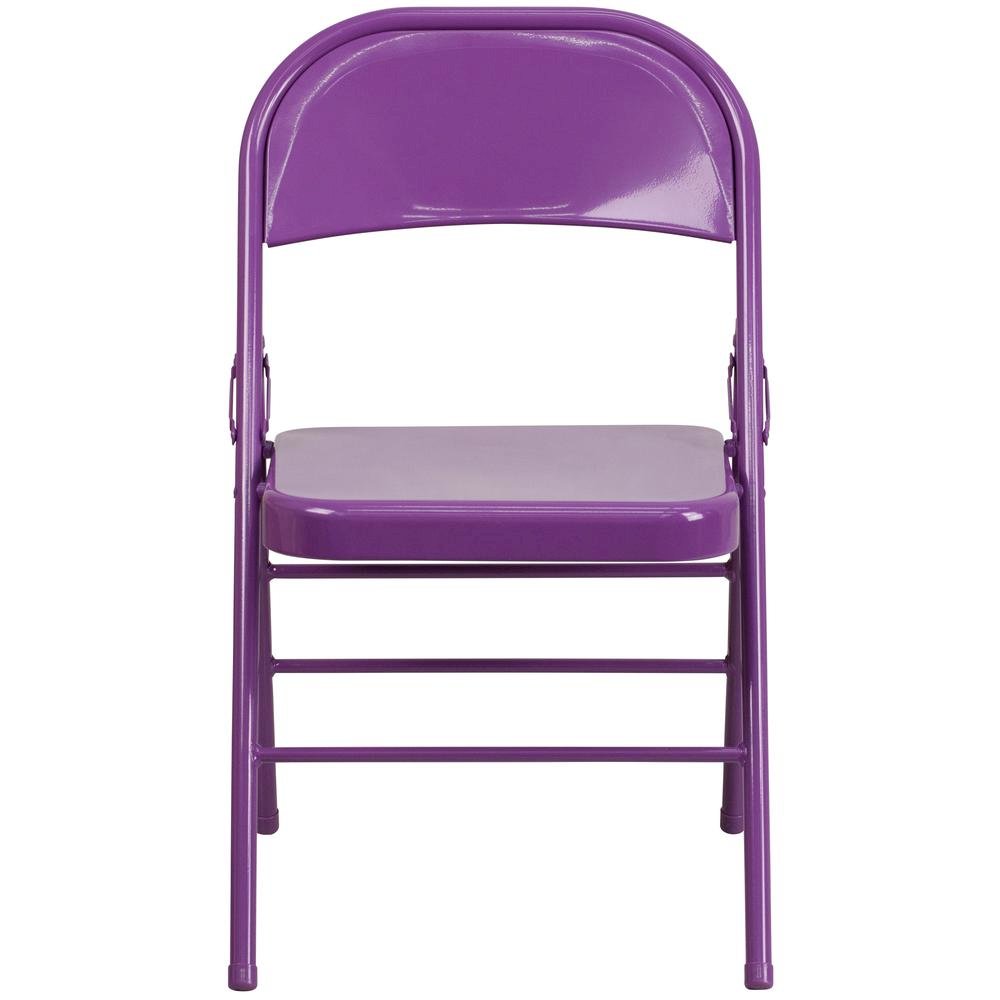 HERCULES COLORBURST Series Impulsive Purple Triple Braced & Double Hinged Metal Folding Chair