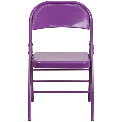 HERCULES COLORBURST Series Impulsive Purple Triple Braced & Double Hinged Metal Folding Chair