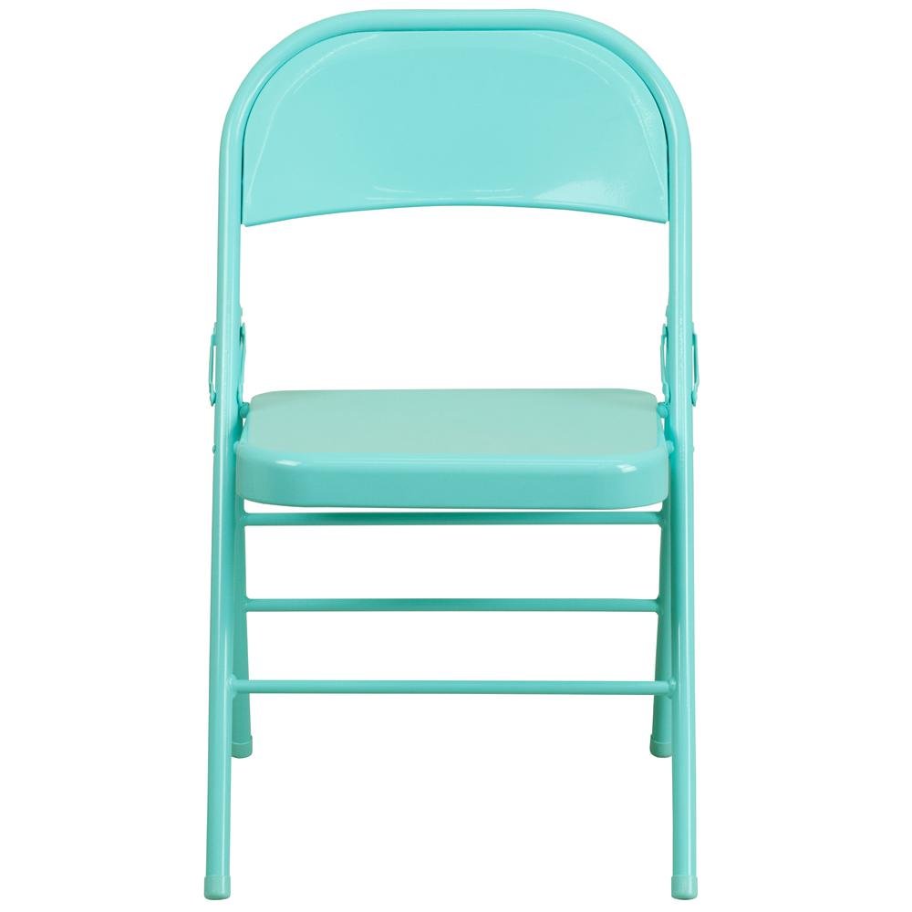 HERCULES COLORBURST Series Tantalizing Teal Triple Braced & Double Hinged Metal Folding Chair