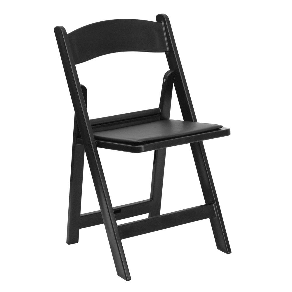HERCULES Series 1000 lb. Capacity Black Resin Folding Chair with Black Vinyl Padded Seat