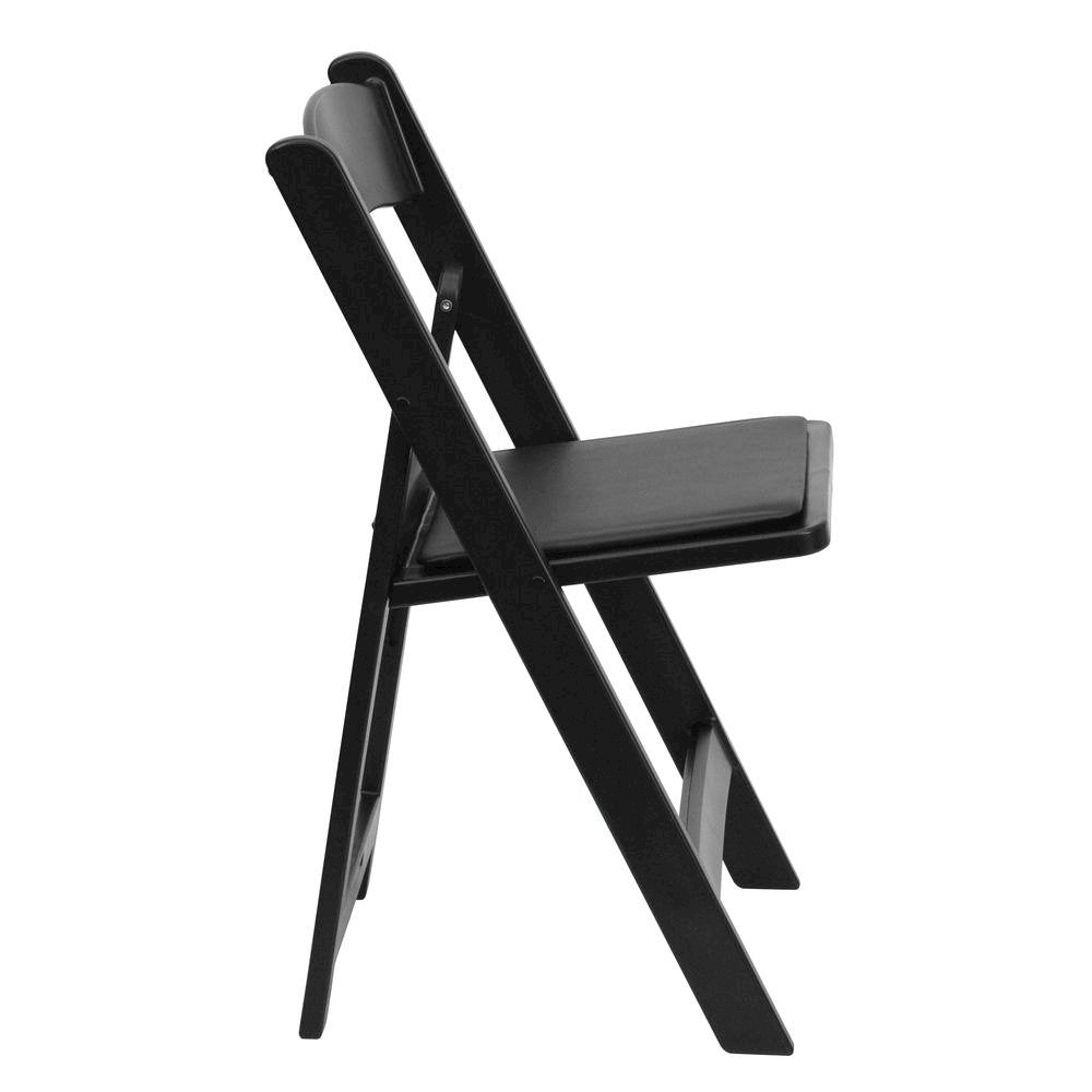HERCULES Series 1000 lb. Capacity Black Resin Folding Chair with Black Vinyl Padded Seat