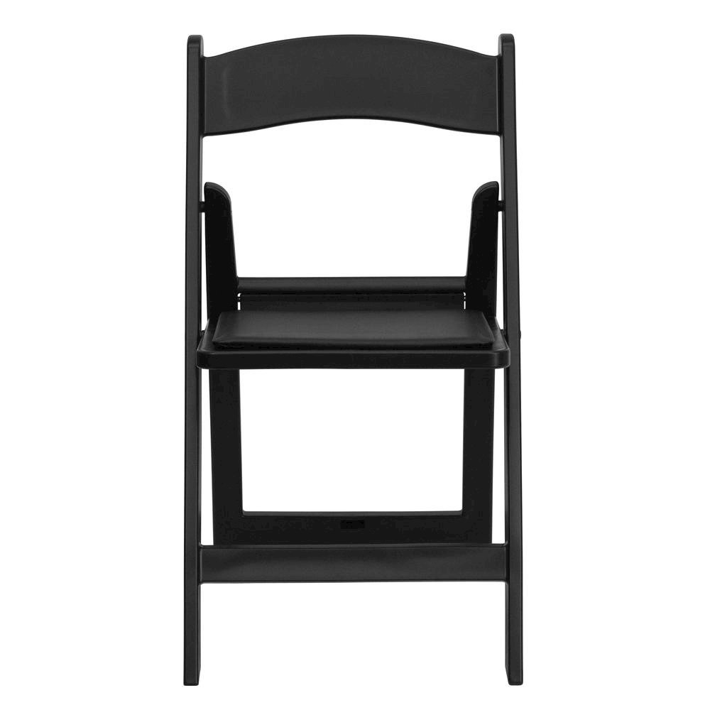 HERCULES Series 1000 lb. Capacity Black Resin Folding Chair with Black Vinyl Padded Seat
