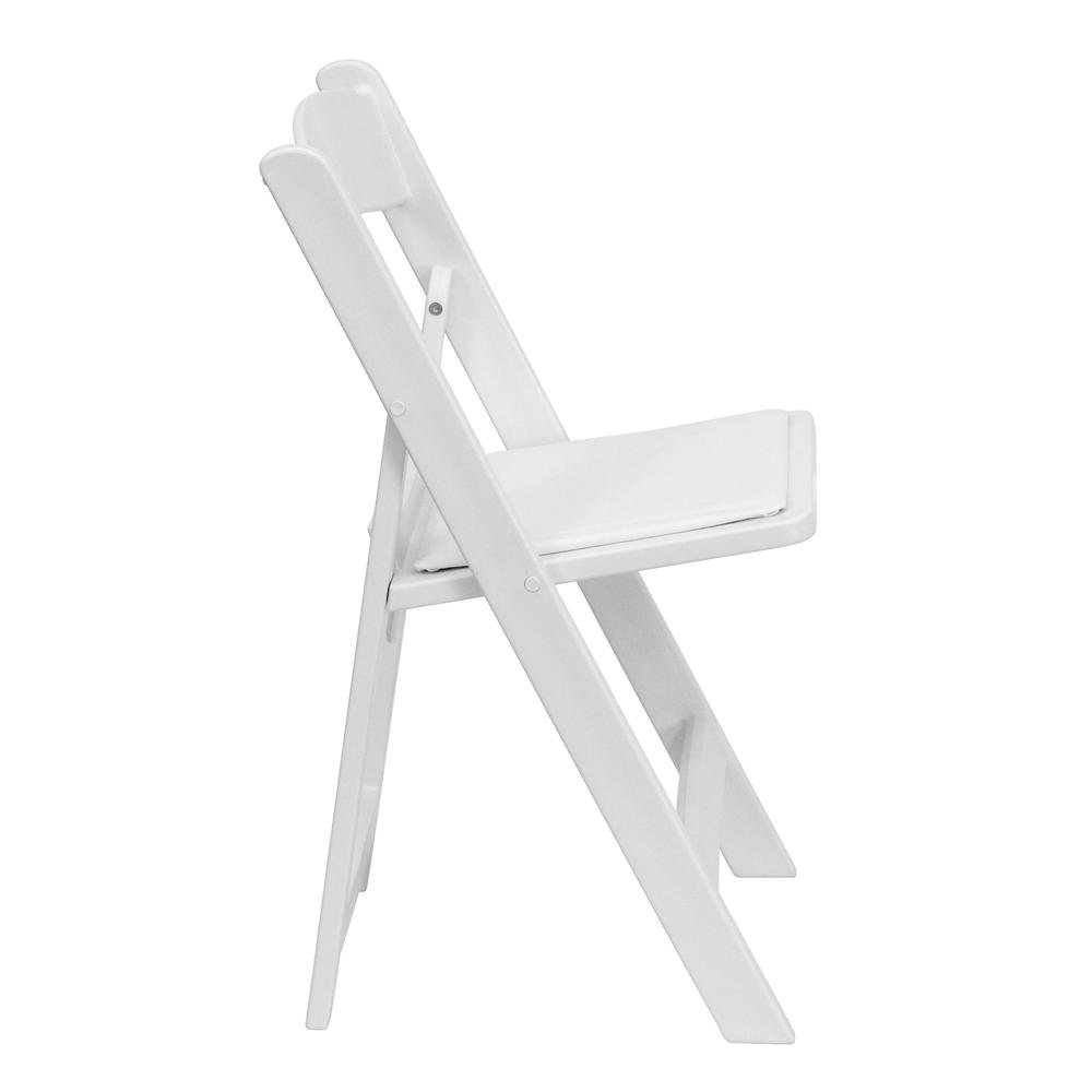 HERCULES Series 1000 lb. Capacity White Resin Folding Chair with White Vinyl Padded Seat