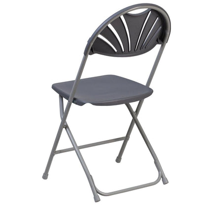 HERCULES Series 650 lb. Capacity Charcoal Plastic Fan Back Folding Chair