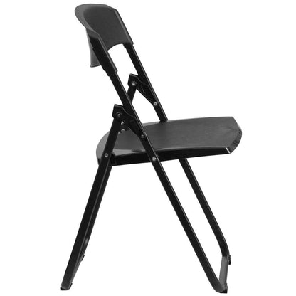 HERCULES Series 500 lb. Capacity Heavy Duty Black Plastic Folding Chair with Built-in Ganging Brackets