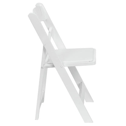 HERCULES Series White Wood Folding Chair with Vinyl Padded Seat