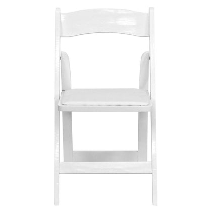 HERCULES Series White Wood Folding Chair with Vinyl Padded Seat