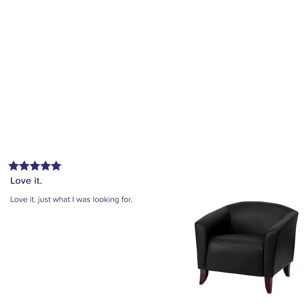 Black LeatherSoft Chair with Cherry Wood Feet