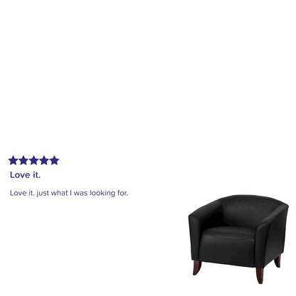 Black LeatherSoft Chair with Cherry Wood Feet