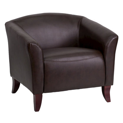 Brown LeatherSoft Chair with Cherry Wood Feet