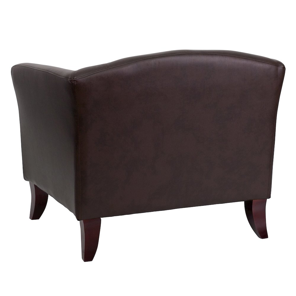 Brown LeatherSoft Chair with Cherry Wood Feet