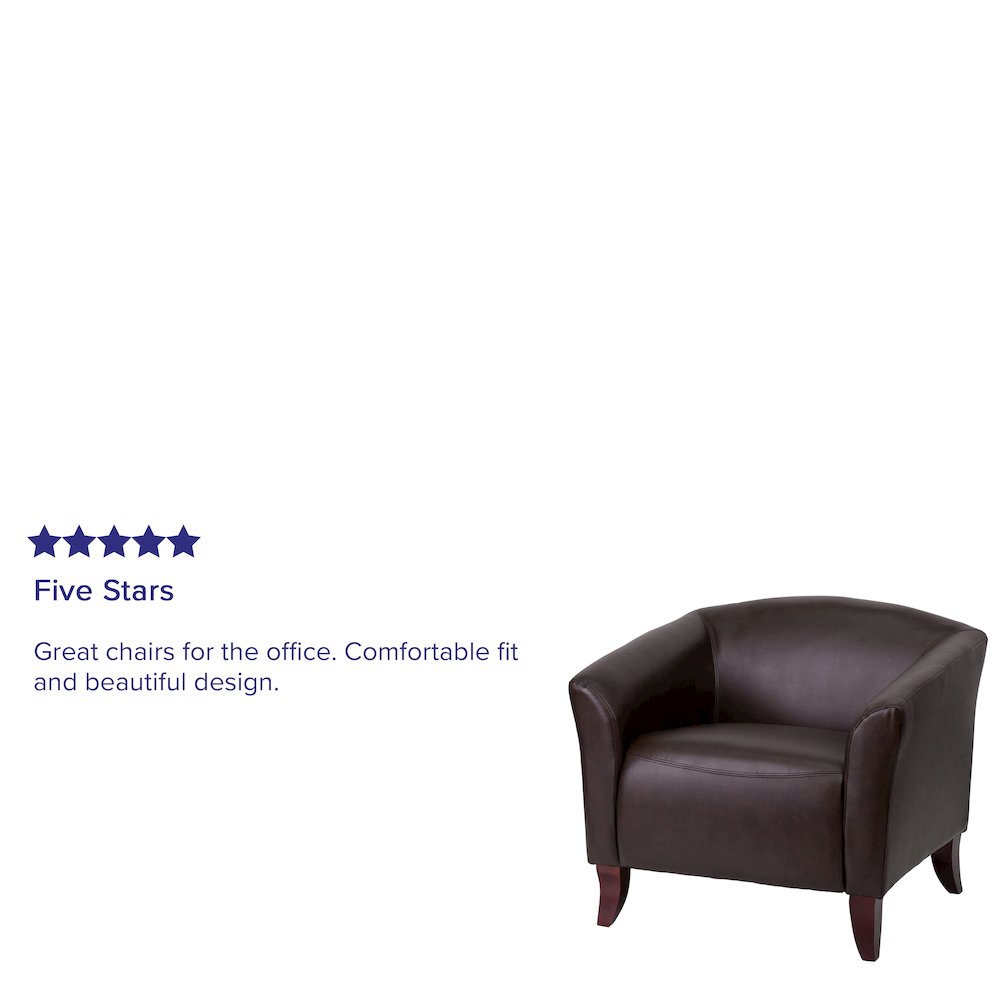 Brown LeatherSoft Chair with Cherry Wood Feet