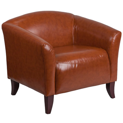 Cognac LeatherSoft Chair with Cherry Wood Feet