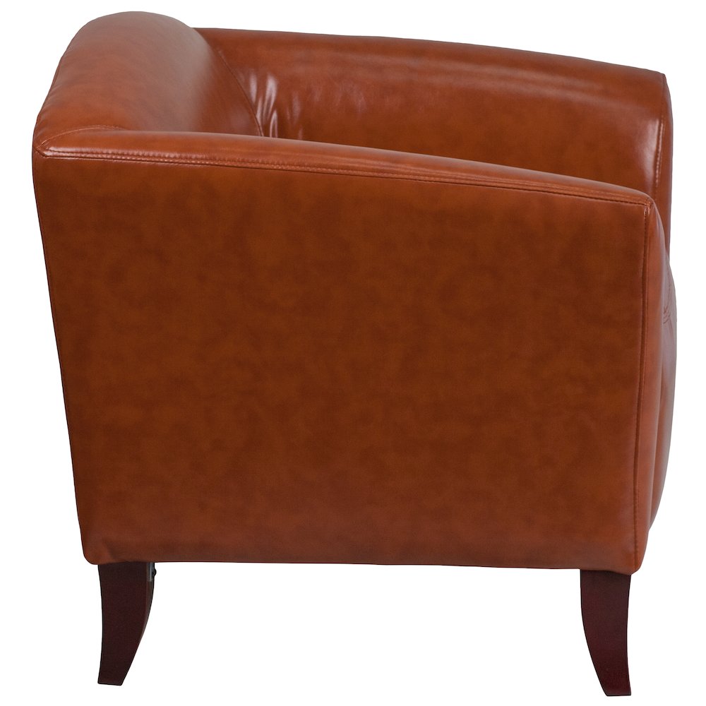 Cognac LeatherSoft Chair with Cherry Wood Feet