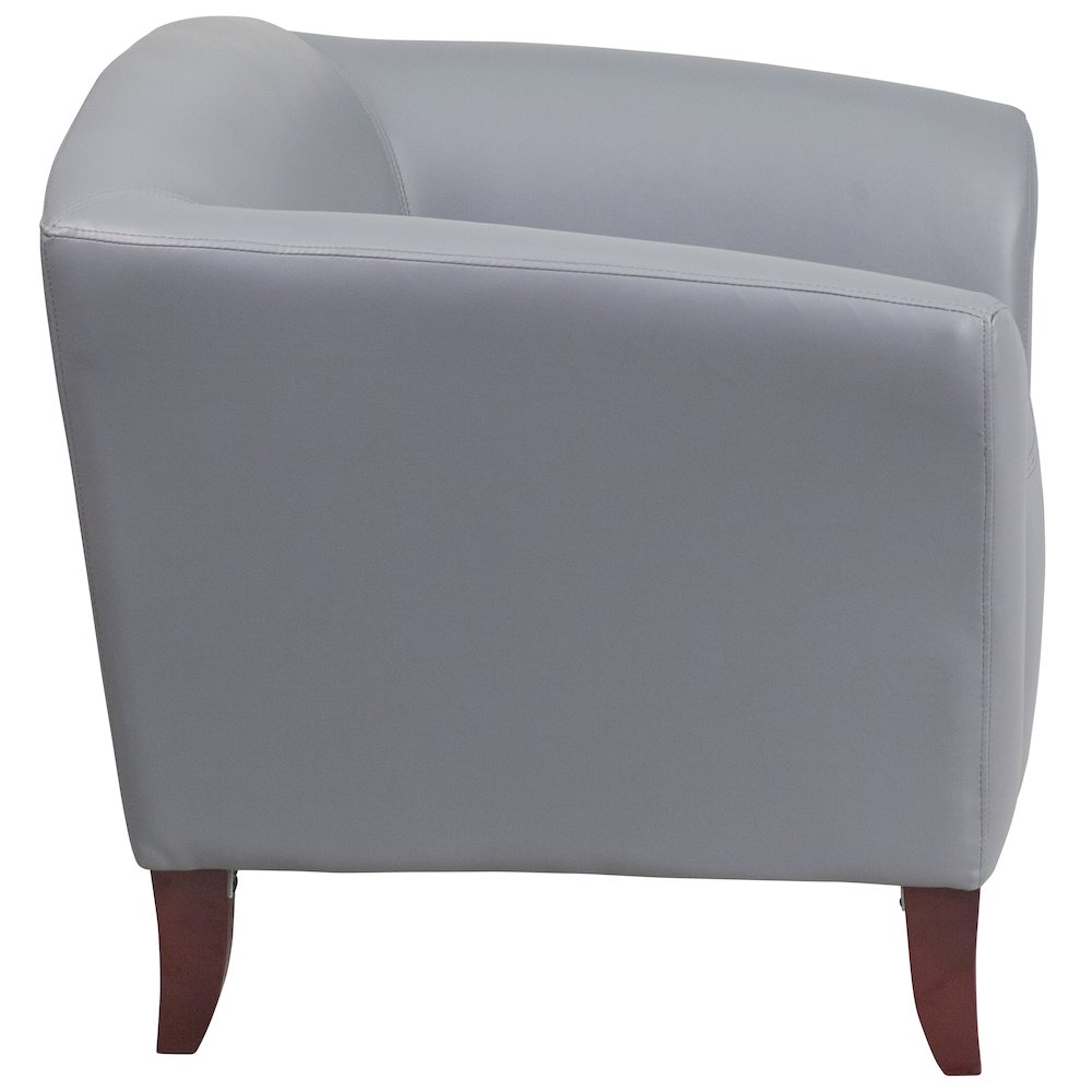 Gray LeatherSoft Chair with Cherry Wood Feet
