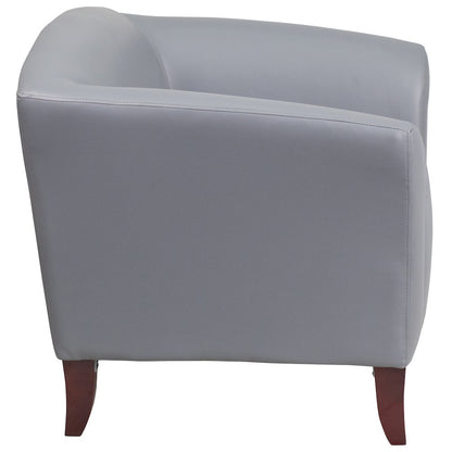 Gray LeatherSoft Chair with Cherry Wood Feet