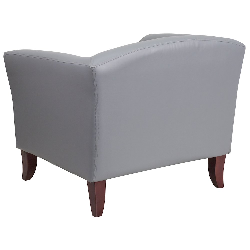 Gray LeatherSoft Chair with Cherry Wood Feet