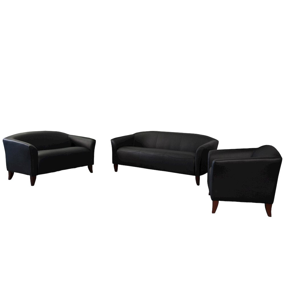 Reception Set in Black LeatherSoft with Cherry Wood Feet