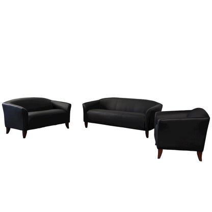 Reception Set in Black LeatherSoft with Cherry Wood Feet