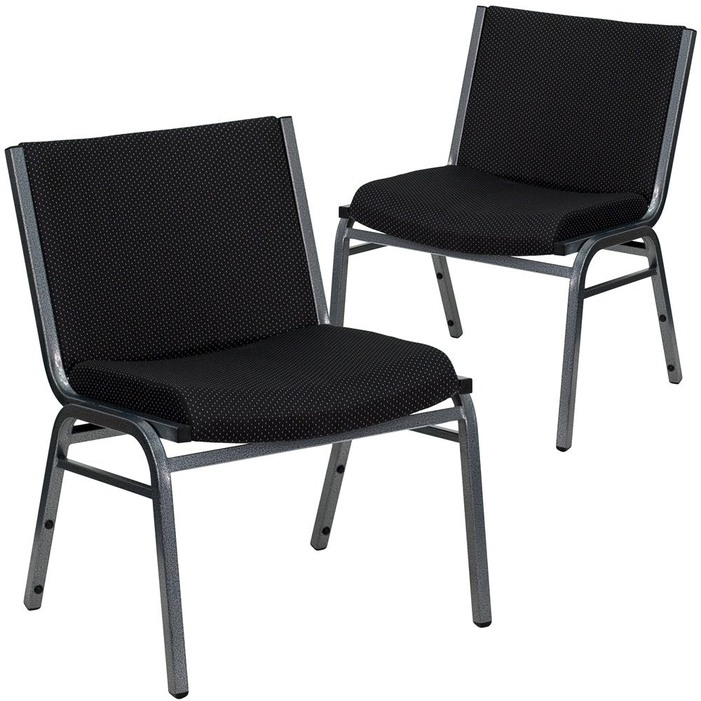 2 Pk. 1000 lb. Capacity Big and Tall Extra Wide Black Fabric Stack Chair
