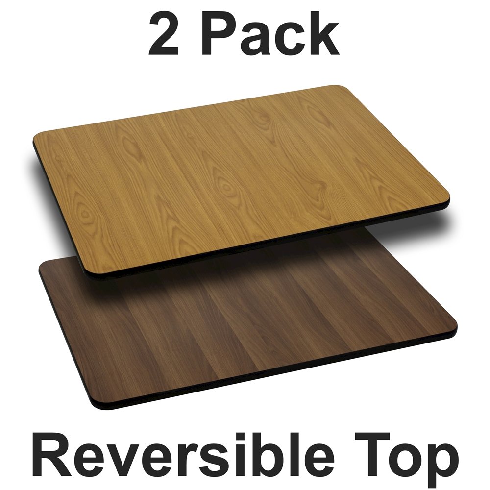 2 Pk. 24'' x 42'' Rectangular Table Top with Natural or Walnut Reversible Top