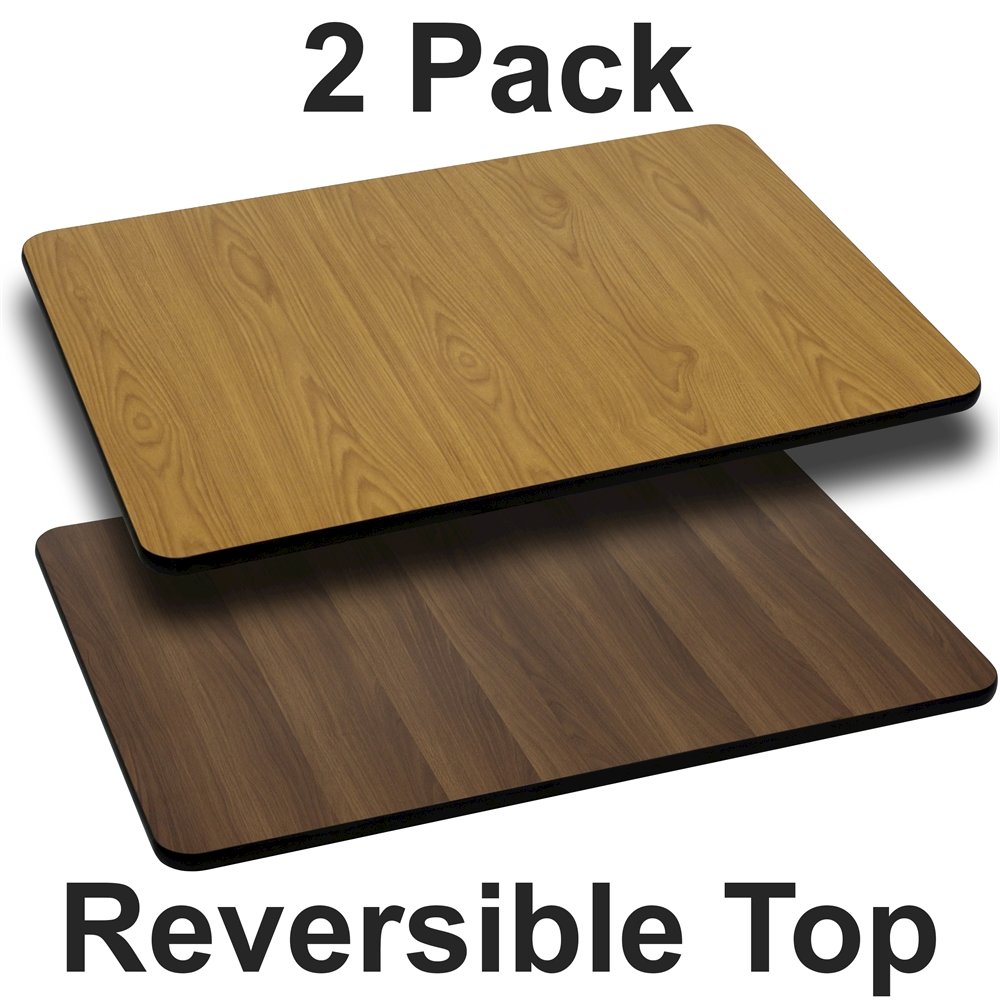 2 Pk. 30'' x 48'' Rectangular Table Top with Natural or Walnut Reversible Top