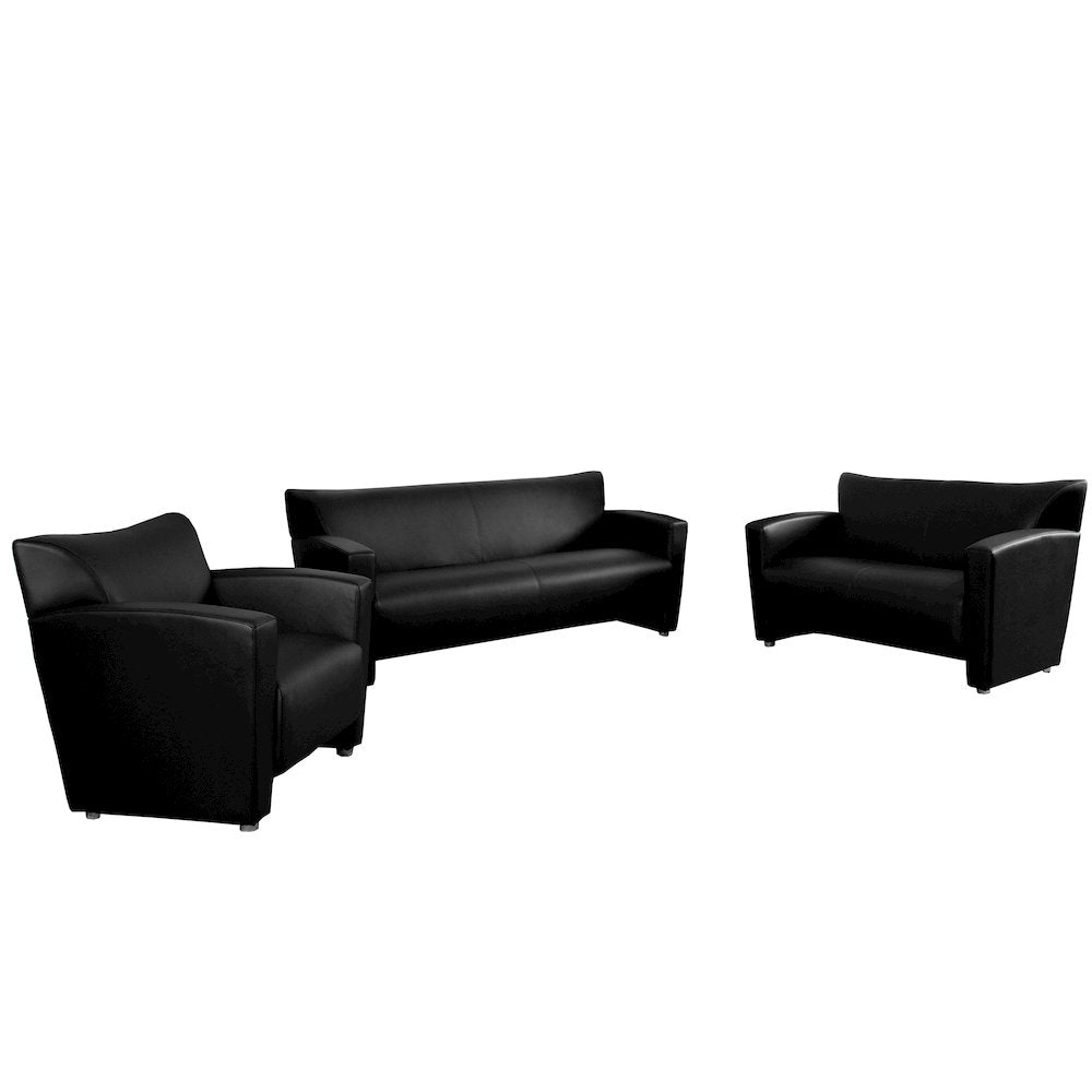 Reception Set in Black LeatherSoft with Extended Panel Arms