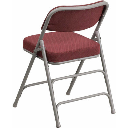 Triple Braced & Double Hinged Burgundy Fabric Metal Folding Chair pack of 4