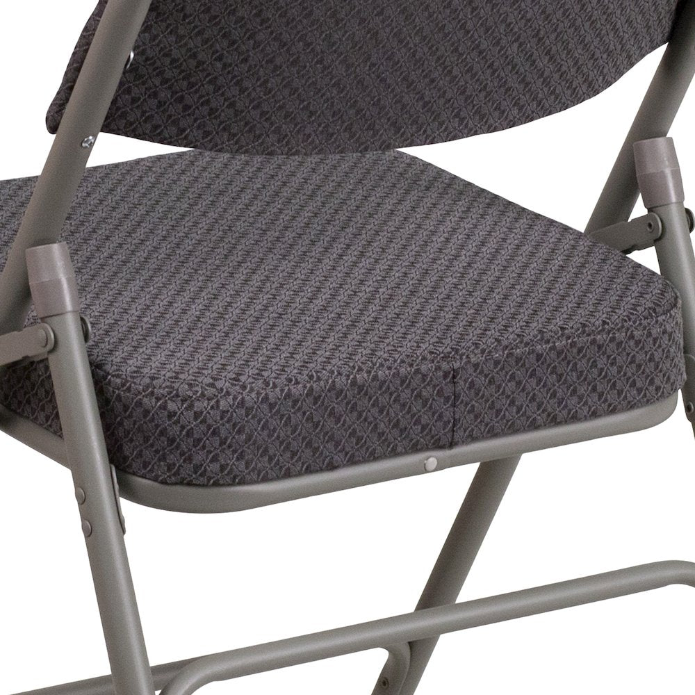 2 Pk. HERCULES Series Premium Curved Triple Braced & Double Hinged Gray Fabric Metal Folding Chair