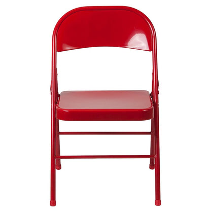 2 Pack Double Braced Red Metal Folding Chair