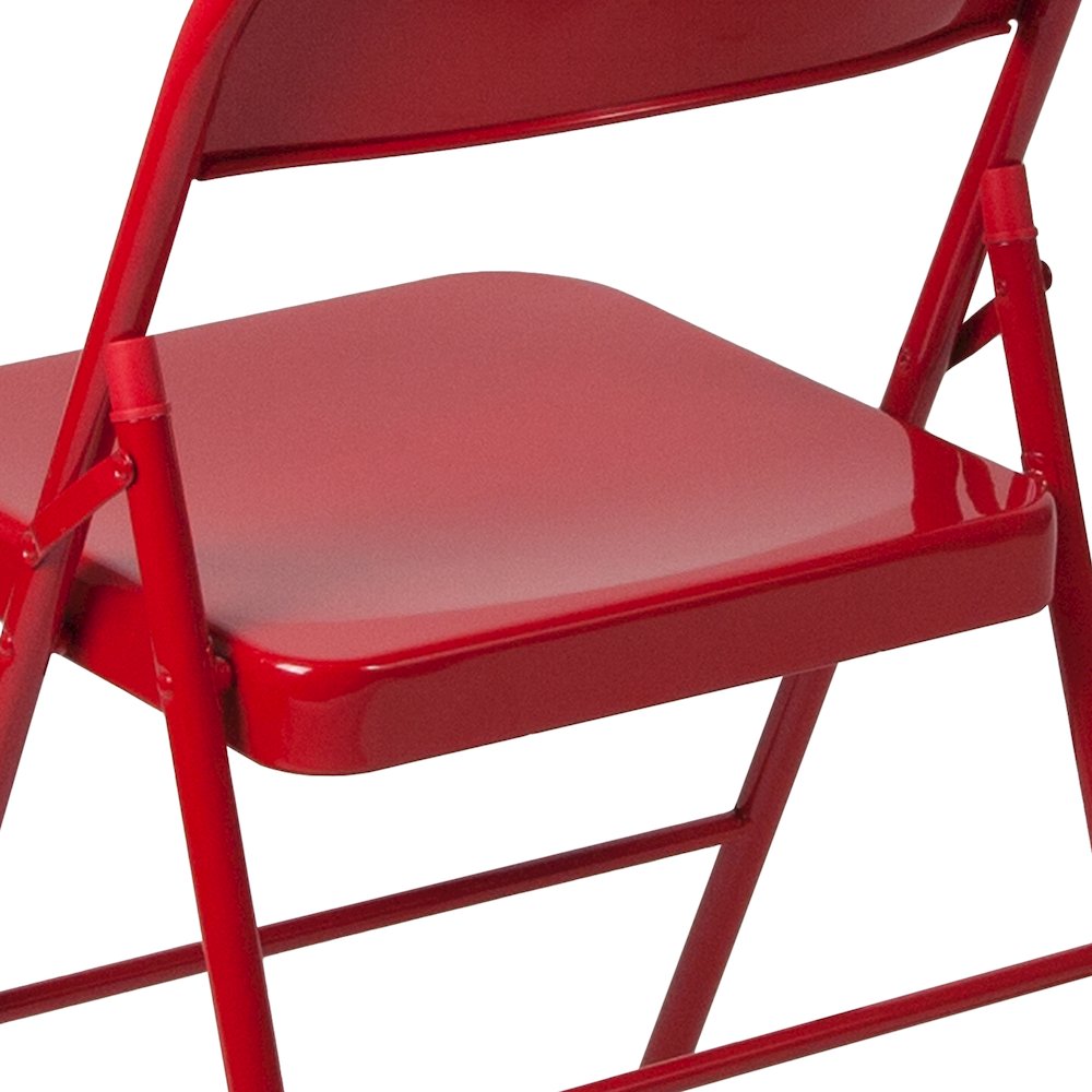 2 Pack Double Braced Red Metal Folding Chair