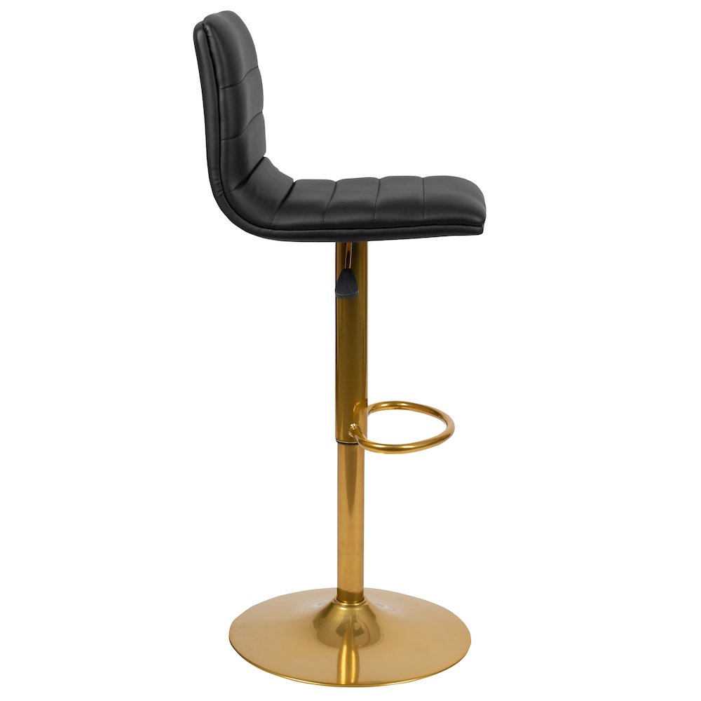 Black Vinyl Adjustable Bar Stool, Counter Height Swivel Stool, Set of 2