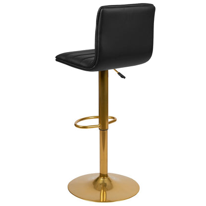 Black Vinyl Adjustable Bar Stool, Counter Height Swivel Stool, Set of 2