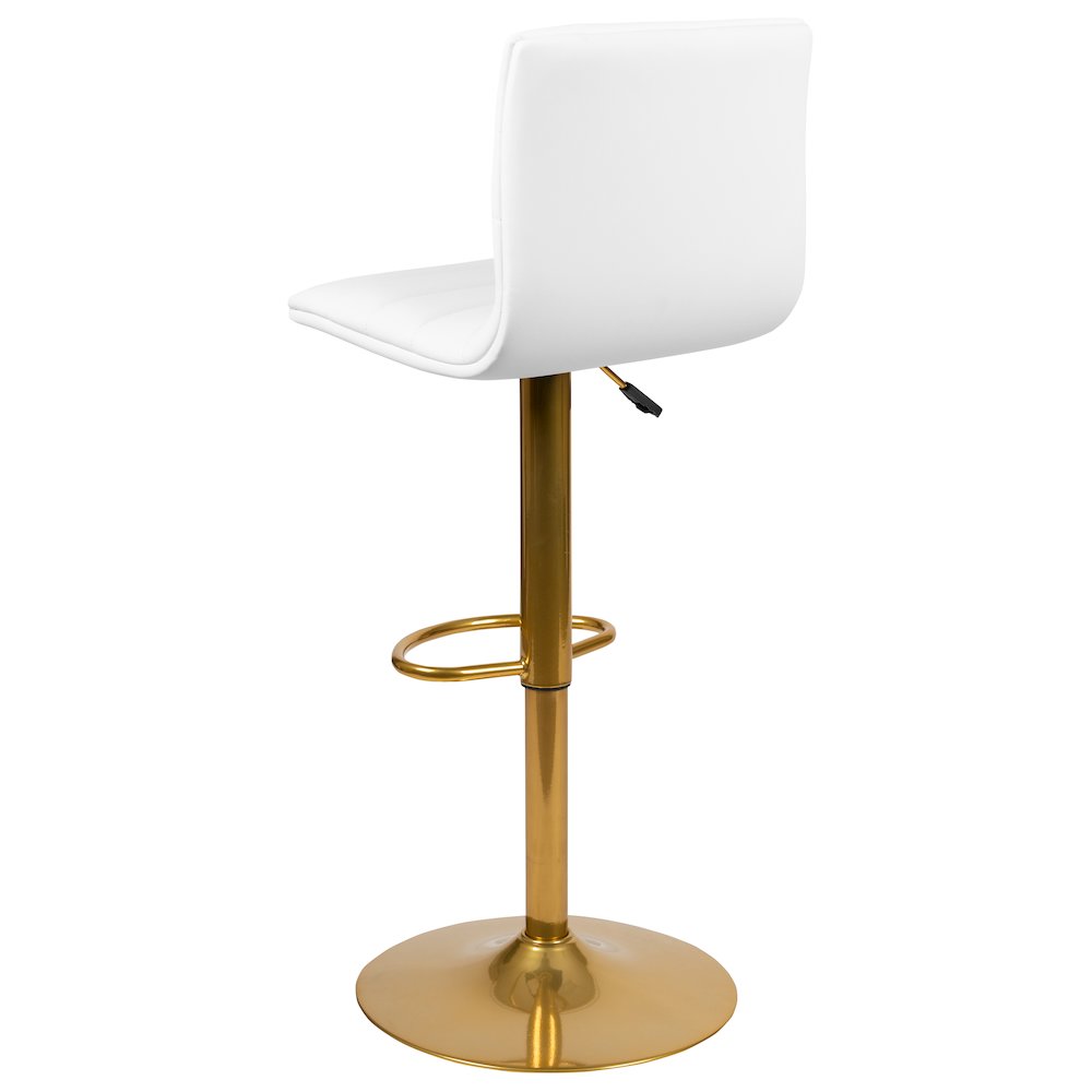 White Vinyl Adjustable Bar Stool, Counter Height Swivel Stool, Set of 2