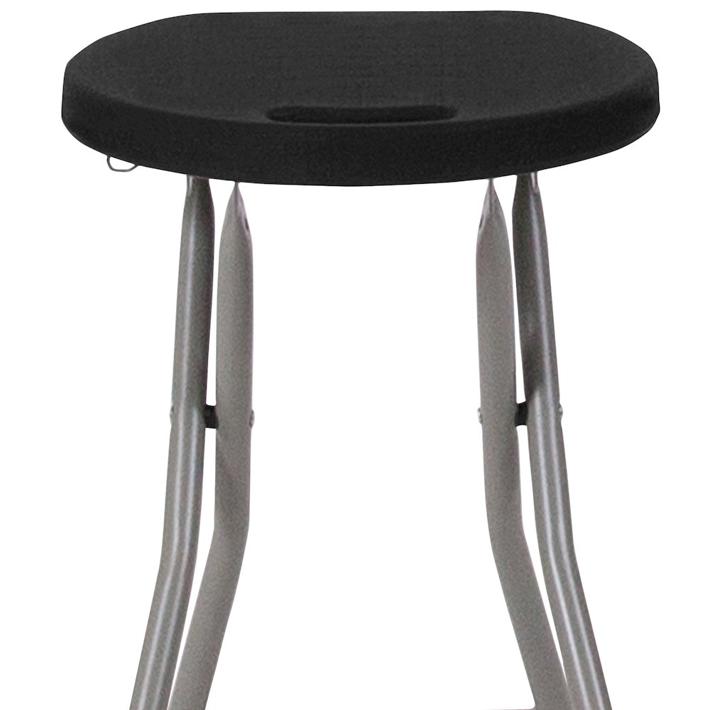 2 Pack Foldable Stool with Black Plastic Seat and Titanium Gray Frame