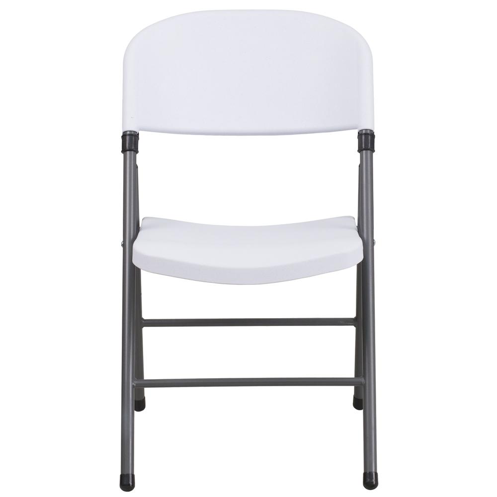 330 lb. Capacity Granite White Plastic Folding Chair with Charcoal Frame