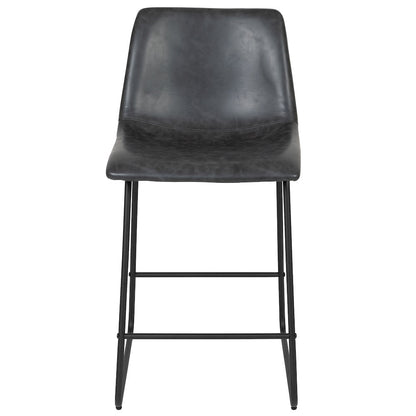 24 Inch LeatherSoft Counter Height Barstools in Dark Gray, Set of 2