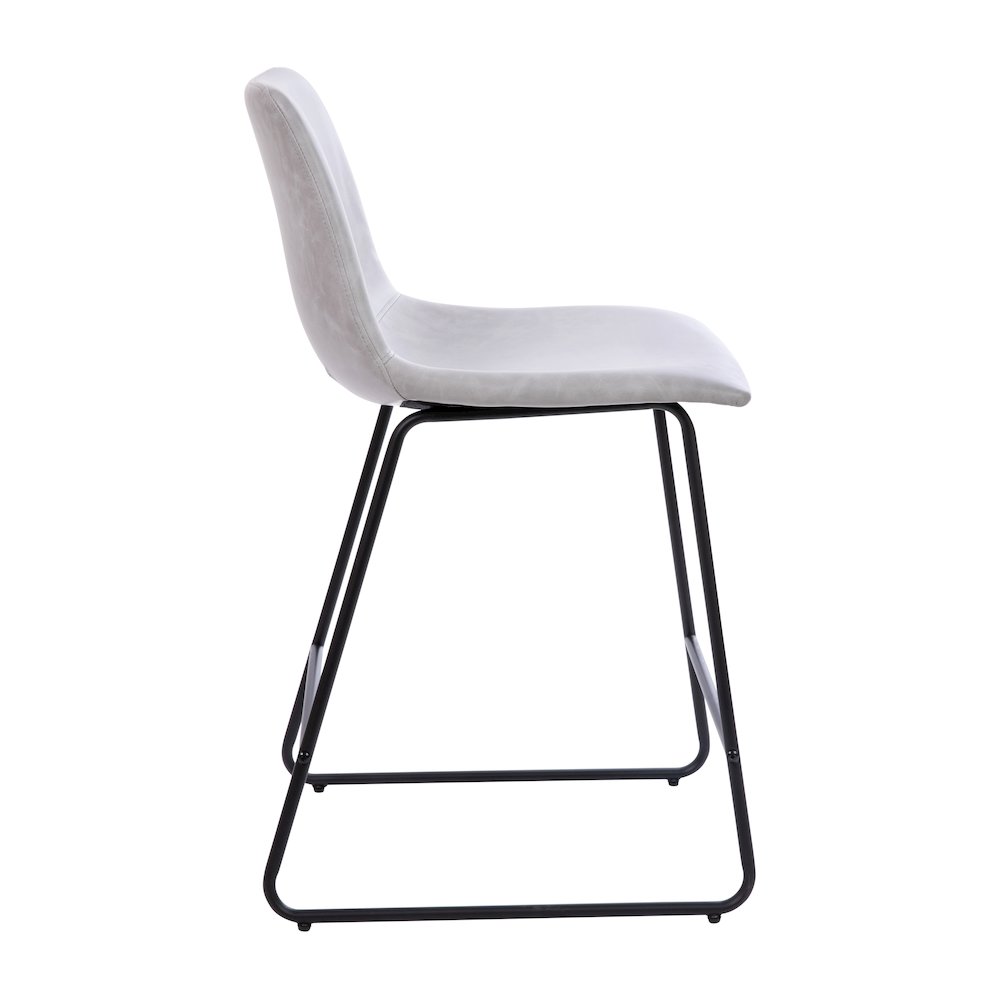 24 inch LeatherSoft Counter Height Barstools in Light Gray, Set of 2