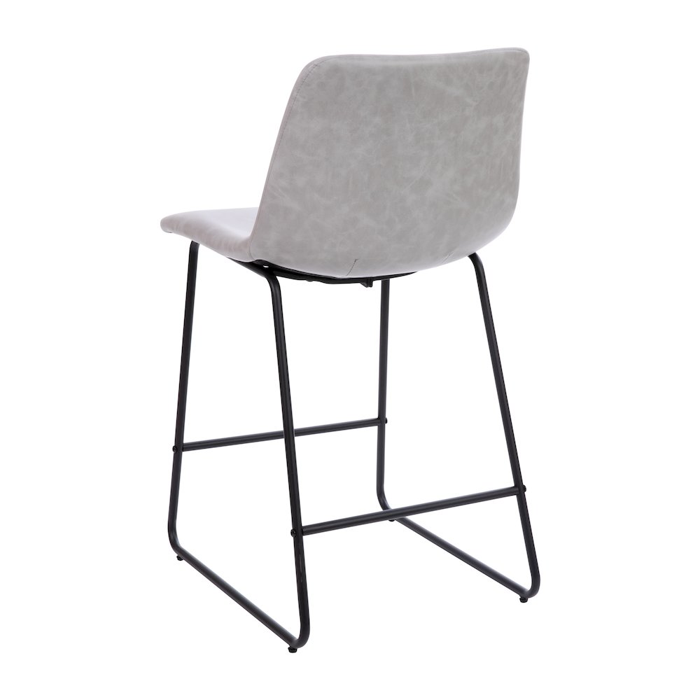 24 inch LeatherSoft Counter Height Barstools in Light Gray, Set of 2
