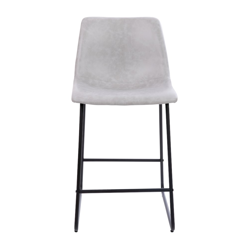 24 inch LeatherSoft Counter Height Barstools in Light Gray, Set of 2