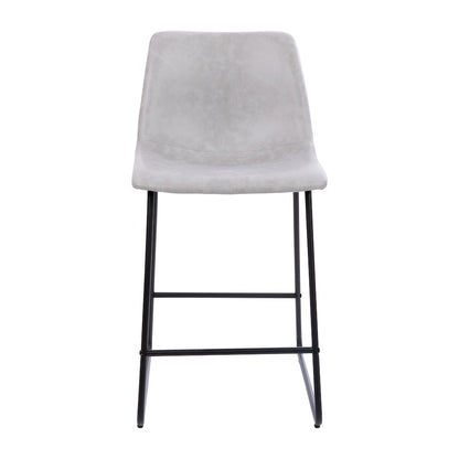 24 inch LeatherSoft Counter Height Barstools in Light Gray, Set of 2