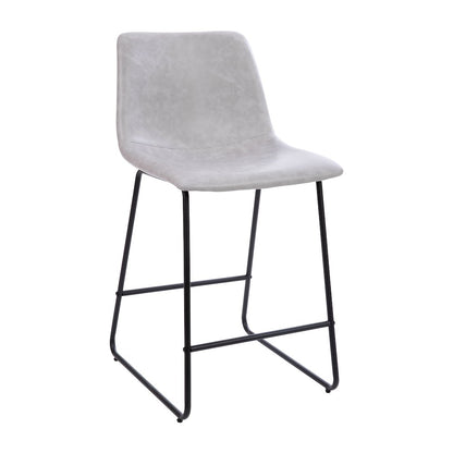 24 inch LeatherSoft Counter Height Barstools in Light Gray, Set of 2