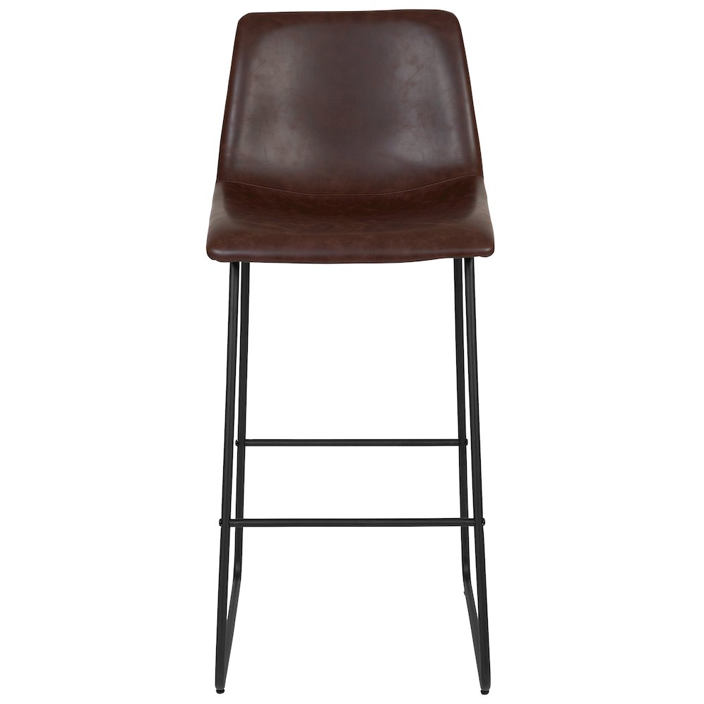 30 Inch LeatherSoft Bar Height Barstools in Dark Brown, Set of 2