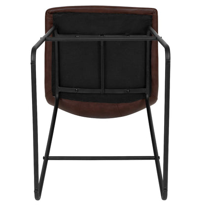 30 Inch LeatherSoft Bar Height Barstools in Dark Brown, Set of 2