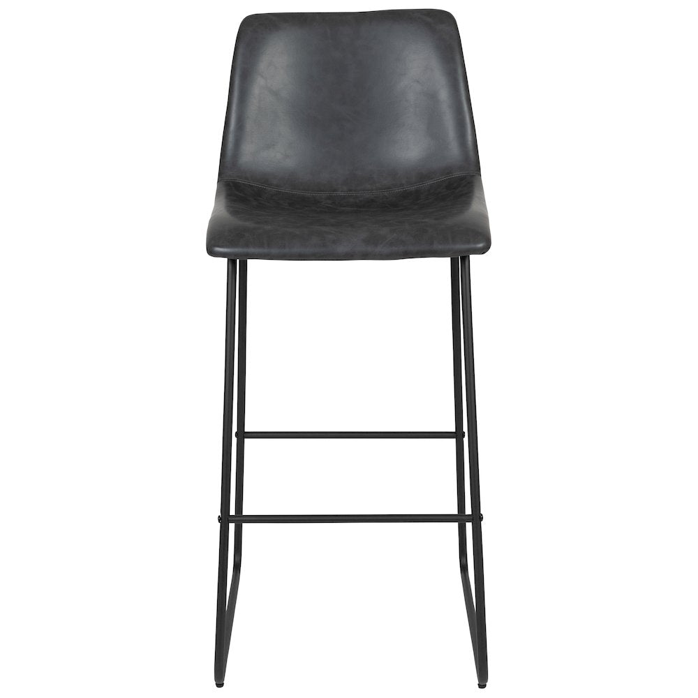 30 Inch LeatherSoft Bar Height Barstools in Dark Gray, Set of 2