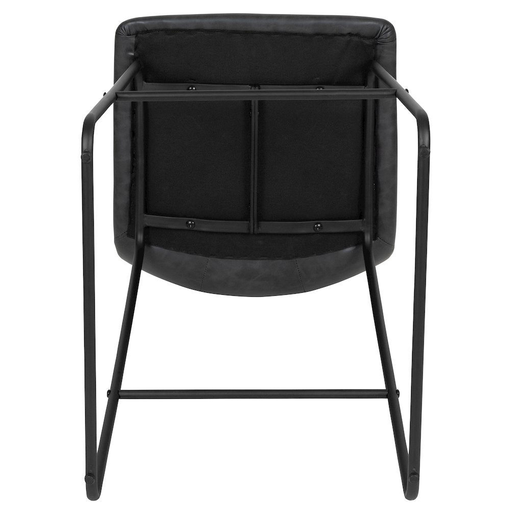 30 Inch LeatherSoft Bar Height Barstools in Dark Gray, Set of 2